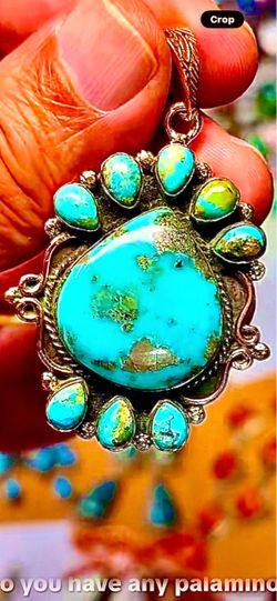 AUTH NAVAJO HANDMADE STERLING LG KINGMAN MOHAVE SONORA GOLD LG COPPER PENDANT ASK $400 BARGAIN  CASH BEAUTY