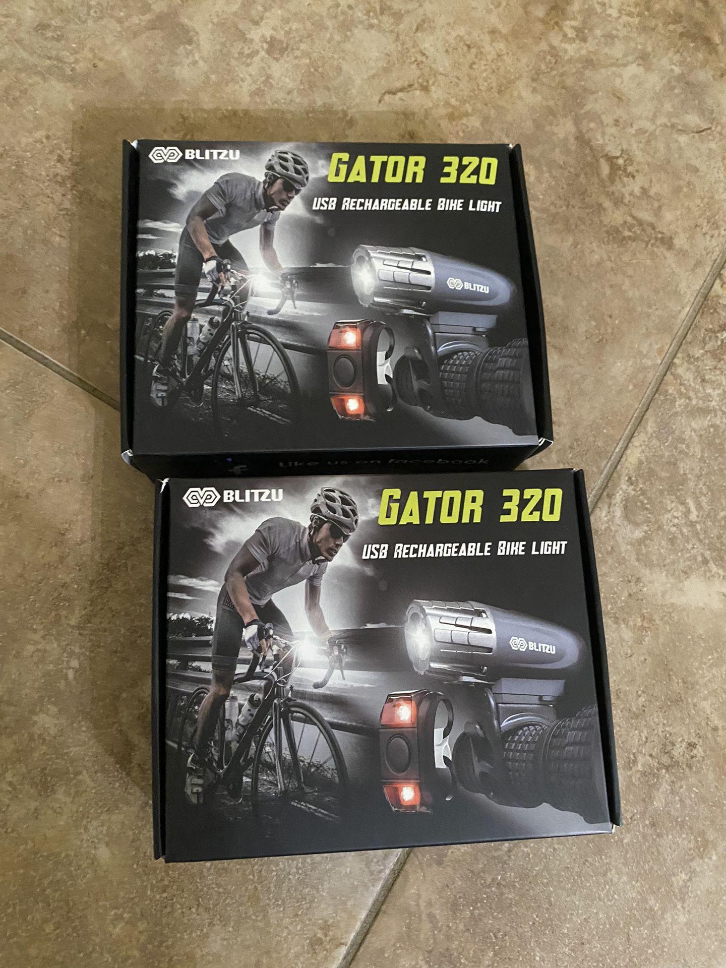 Blitzu Gator 320 Bike And Tail Light Set. USB Rechargeable. for
