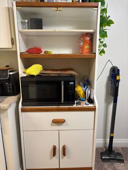 White Wood Kitchen Hutch Cabinet