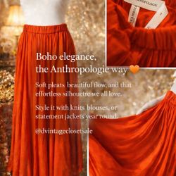 Anthropologie Flowing Pleated Maxi Skirt – Boho Chic Size L