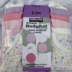 6 PK ONESIE GIRLS NEWBORN TO 3 MONTHS