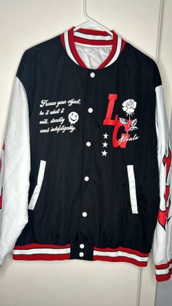 Black Red Varsity Jacket Flame Design 