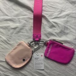 Lululemon Hot Sonic Pink Dual Pouch Wristlet Brand New
