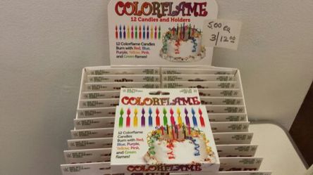 Brand new color flame 12 candles & holders