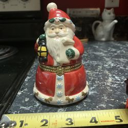 Vintage Christmas Santa Music Box Figurine 