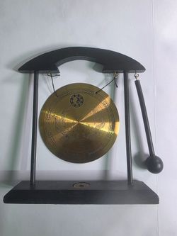 Mini Brass Dragon Gong Feng Shui Desktop Gong Stand Mallet New