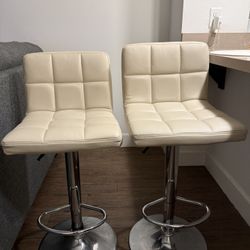 Bar Stools Modern Leather Adjustable Swivel Barstools (Set of 2)