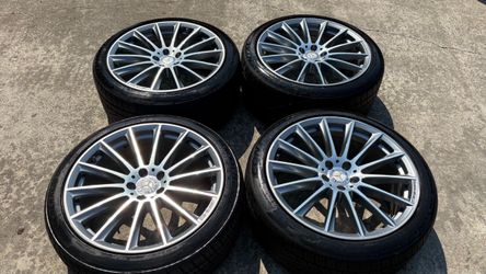 20 INCH MERCEDES AMG STAGGERED RIMS AND TIRES. 5x112