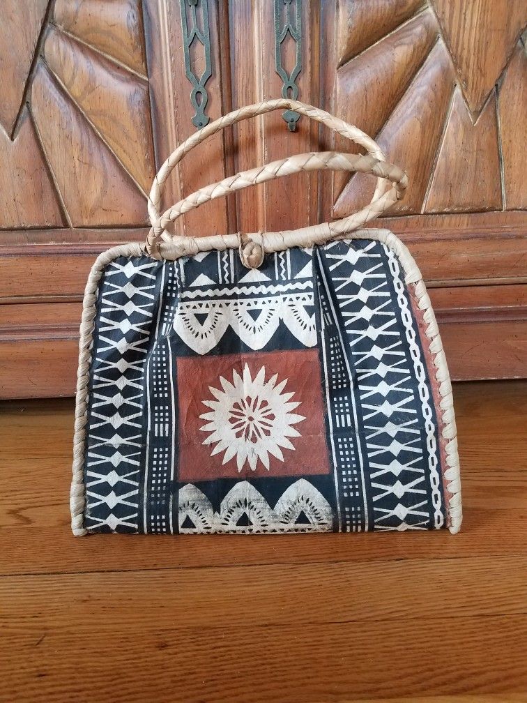 Indonesian Handmade Paper And Rattan Purse