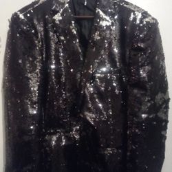 Men's Large Coofandy Black Sequined Blazer Jacket 