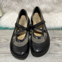 NAOT SHELL COLLECTION LAGOS GRAY /BLACK LEATHER MARY JANE SHOES WOMEN'S 41 L10