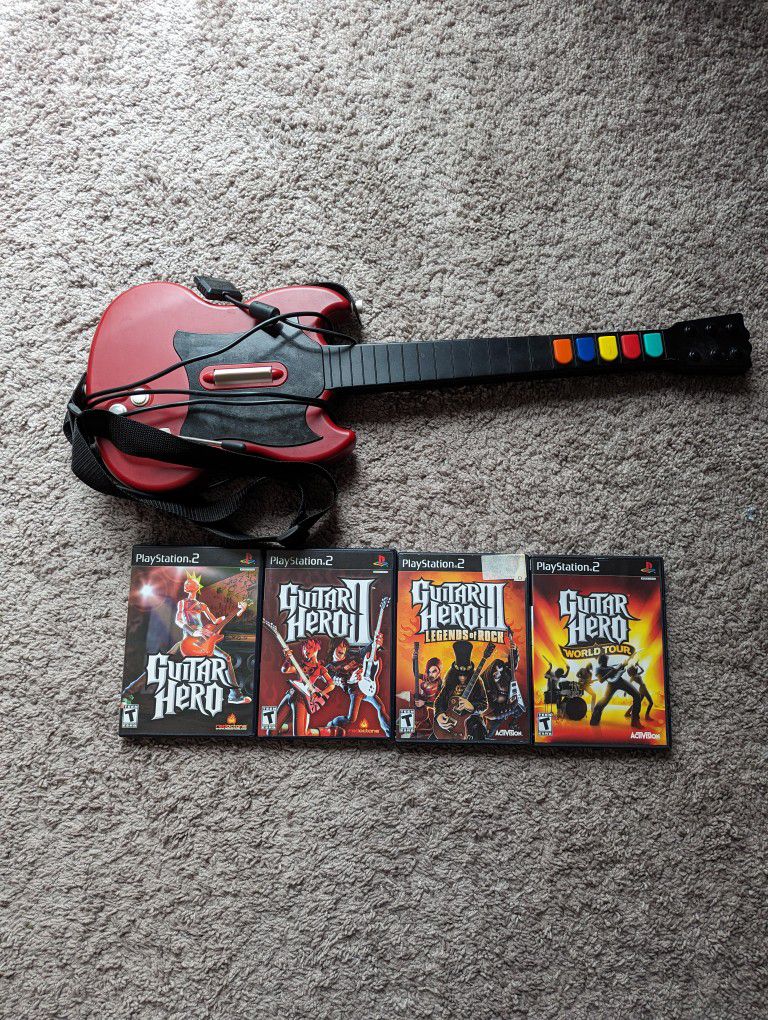 Guitar Hero Controller With 4 Working Games