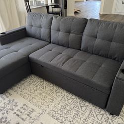 YITAHOME Sectional Sofa L-Shaped Sofa Bed w/Chaise & USB, Reversible Couch Sleeper w/Pull Out Bed