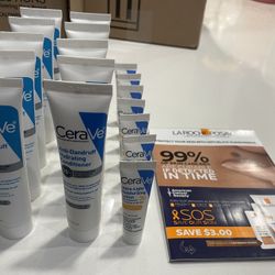 CeraVe AntiDandruff Hydrating 5 Shampoos, 5 Conditions Sample Week Set New 