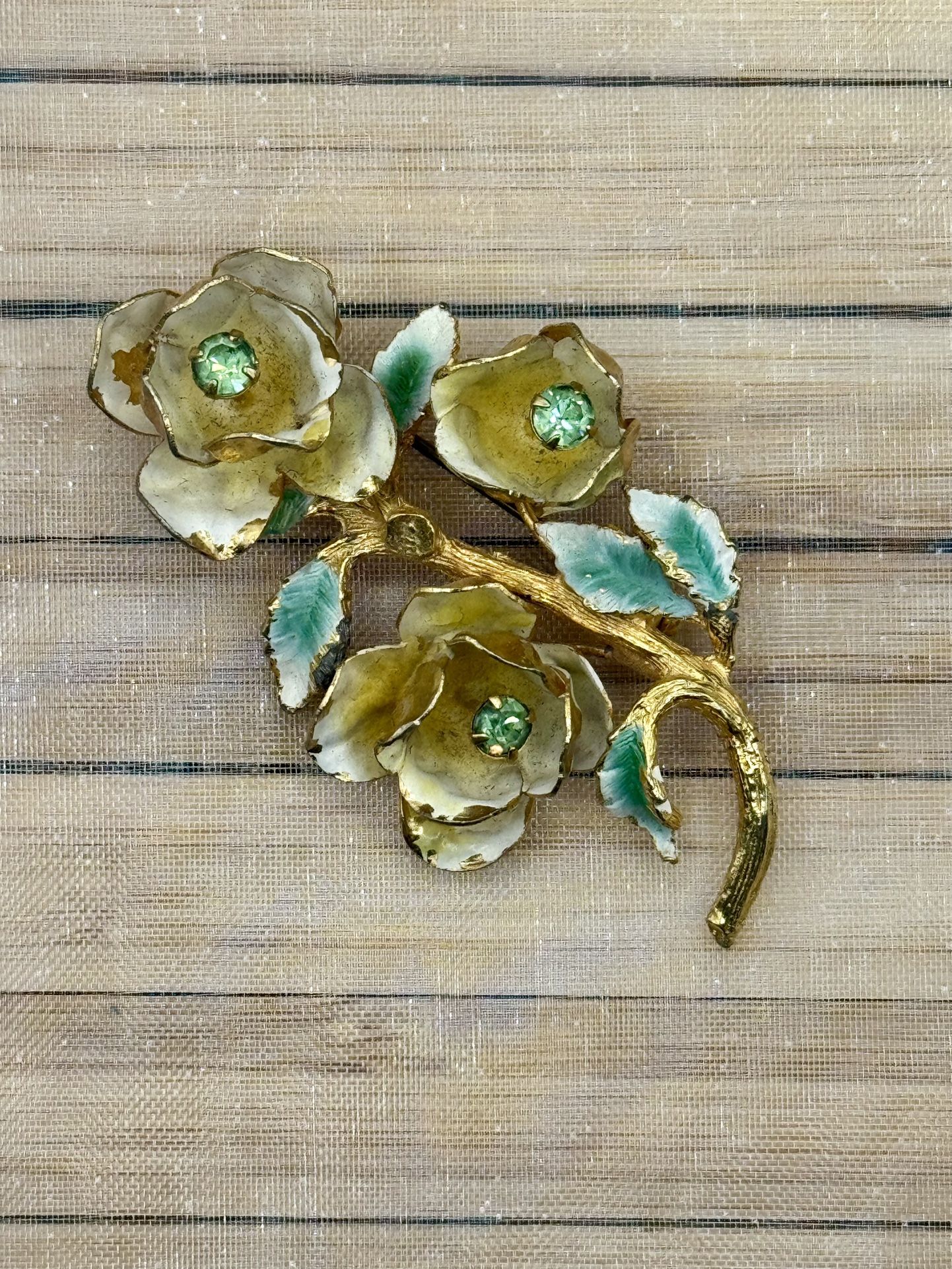 Vintage Austria Gold Tone Flower Pin Brooch