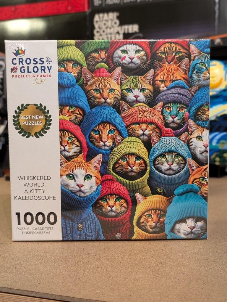 1,000-Piece Cat Jigsaw Puzzle - Whiskered World: A Kitty Kaleidoscope