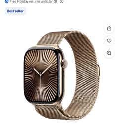 NEW Apple Watch Series 10 GPS + Cellular 46mm Gold Titanium Case with Gold Milanese Loop