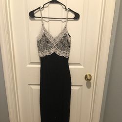 Black And White Beaded Formal Long Dress Size Large