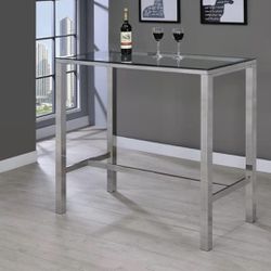 Chrome Glass Table And Adjustable Bar Chairs