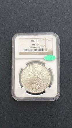 1887 Morgan Silver Dollar NGC MS65 CAC Soap box