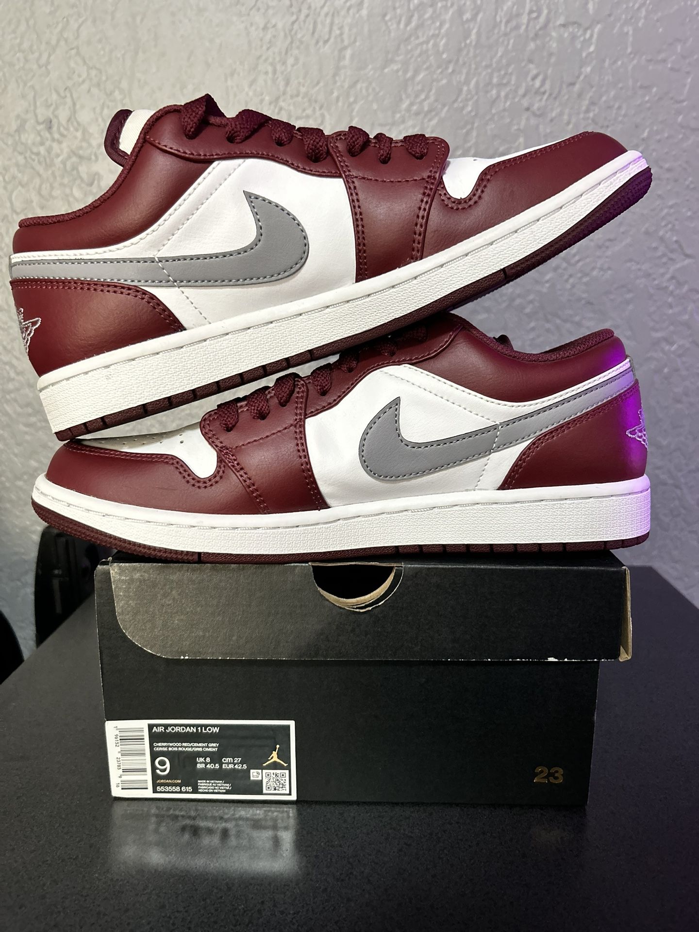 Jordan 1 Low White Bordeaux 9M