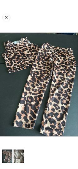 Kids Leopard Print Leggings and Tank Set - Brown/Black