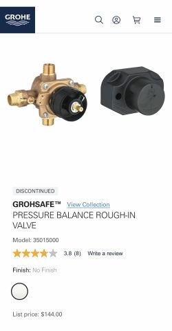 Grohe shower head valve