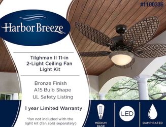 Harbor Breeze Tilghman I| 52-in Outdoor Downrod or Flush Mount Aged Bronze with Brown Blades Ceiling Fan Light kit compatible...