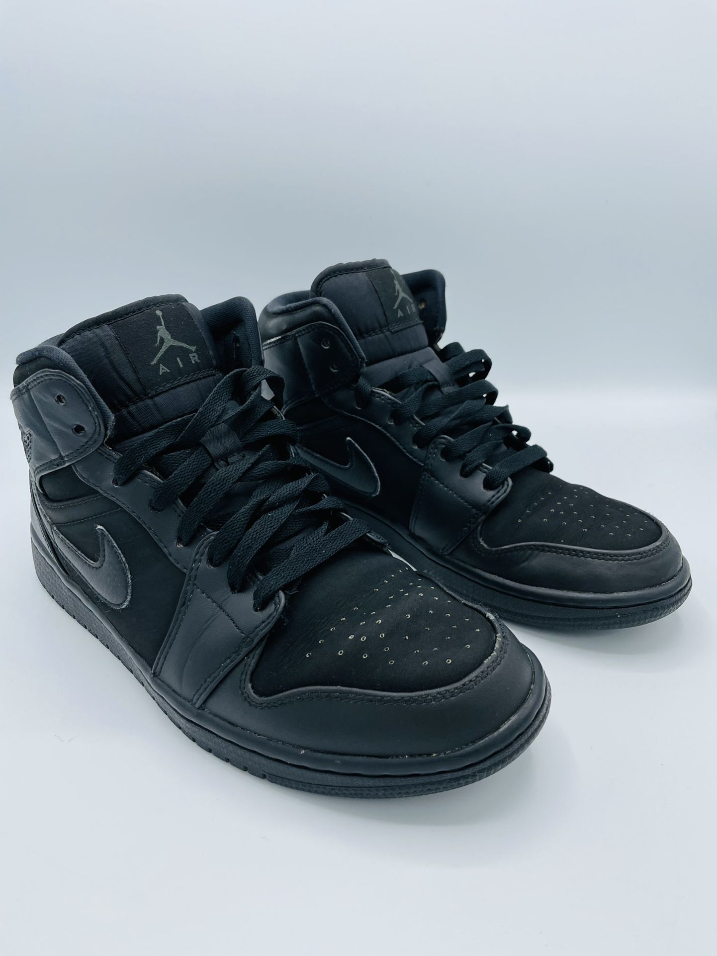 2013 Men Nike Air Jordan 1 Mid 554724 011 Basketball Shoes Sneakers Tripple Black