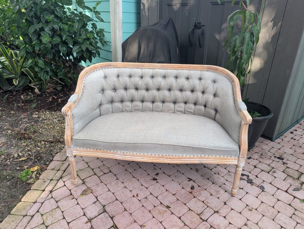 Elegant Whitewashed Love Seat