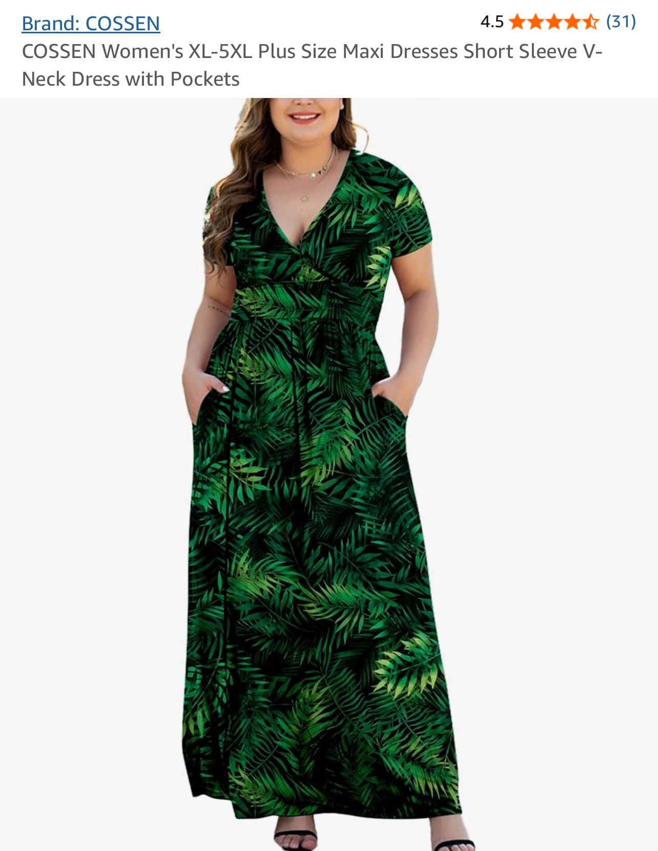 COSSON Plus Size Green Leaf Maxi Dress β NEW with Tags