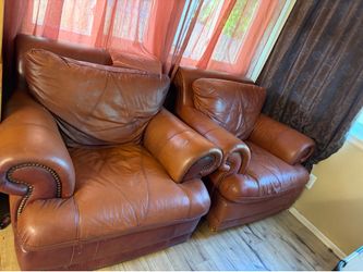 Genuine leather chairs brown