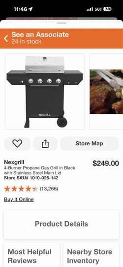 Nexgrill 4-Burner Propane Gas Grill in Black with Stainless Steel Main Lid