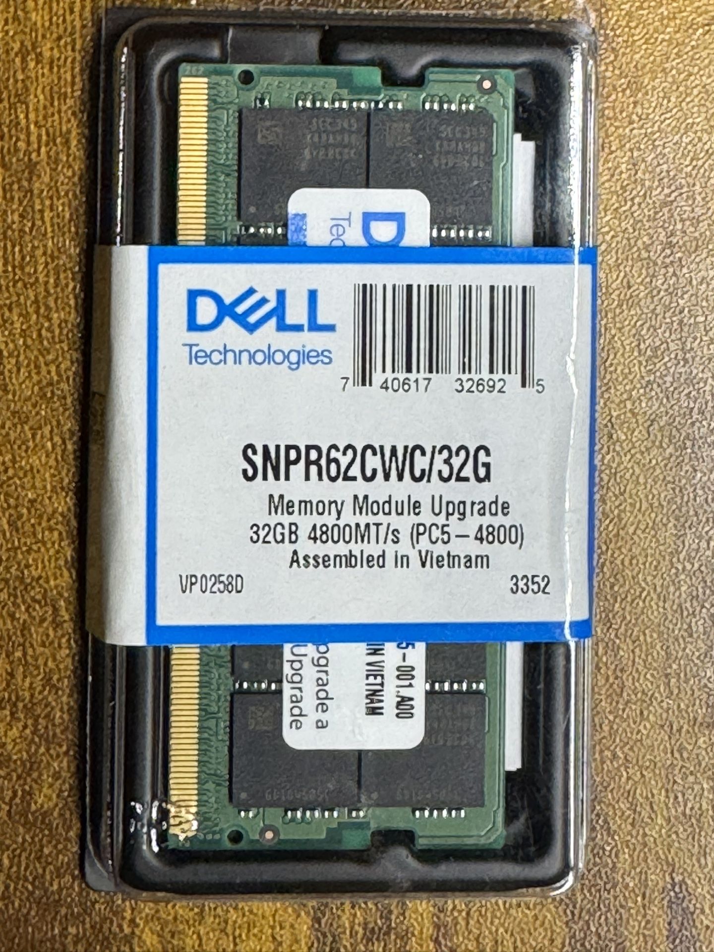 Dell 32GB DDR5 4800MHz SODIMM Laptop RAM (SNPR62CWC/32G) – Brand New, Sealed
