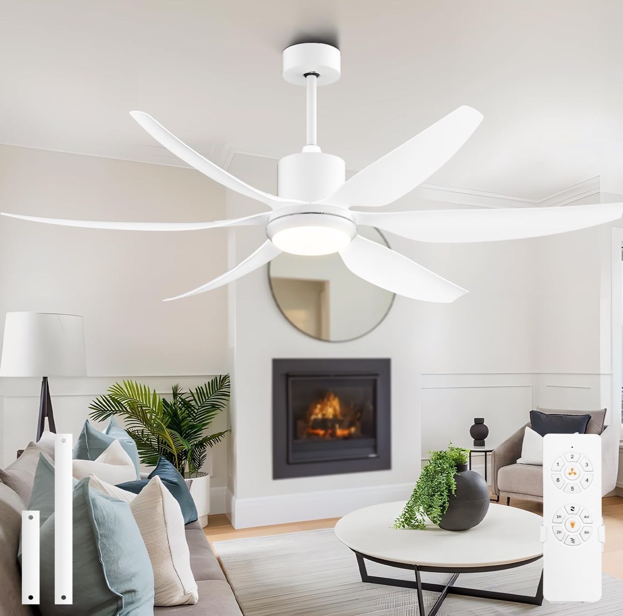 66" Large Ceiling Fan with LED Light & Remote White 6 Speed Low Profile Dining Room Bedroom,All Products : American Fashion Style Bags On Sale