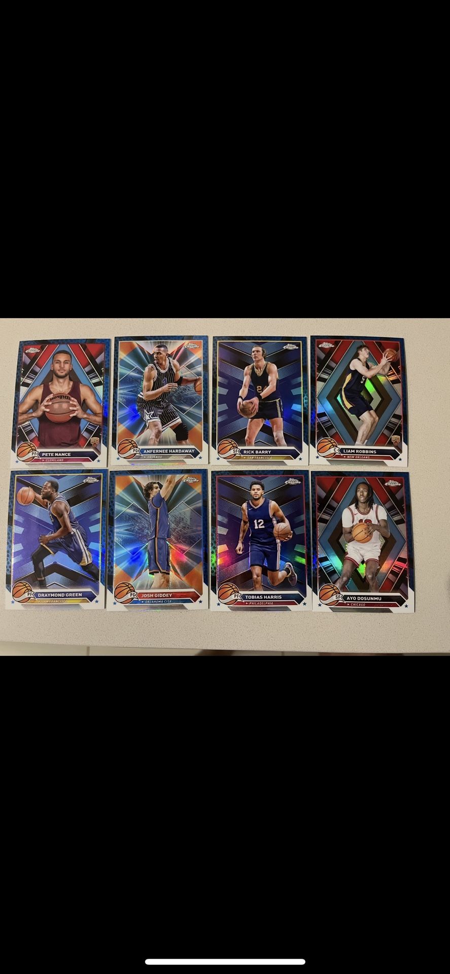 8 NBA Blue Refractor Cards - Giddey, Draymond, Rookies