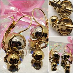  Vintage LCI, 10K GOLD PLATED LIZ CLAIBORNE, Earrings, Rare style antique model. #906
