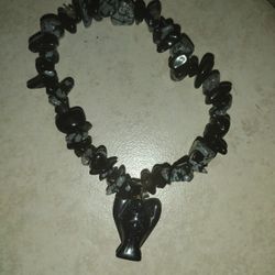 Black Onix Angel Charm Bracelet 