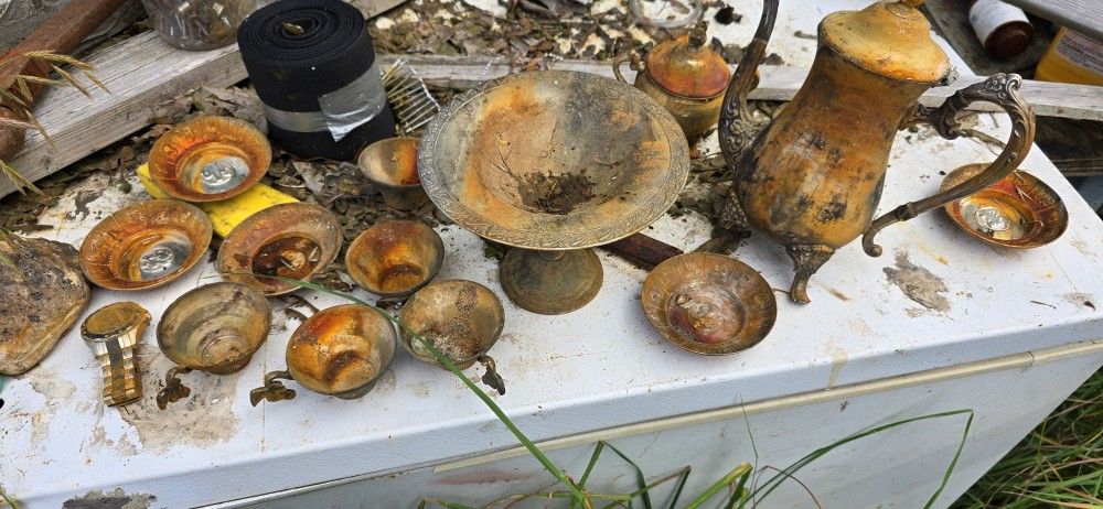 Pewter Brass Plated Or Silver Dishes