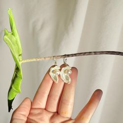 Mother Of Pearl Earrings, Sterling Silver And Handmade 