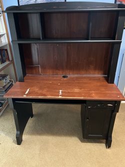 Black and Tan Desk with Hutch