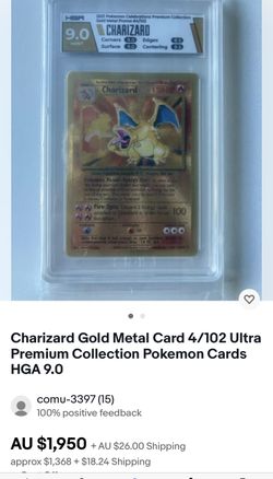Pokemon TCG - Charizard 4/102 - Gold Metal Ultra Premium - SGC 9 for Sale  in San Antonio, TX - OfferUp