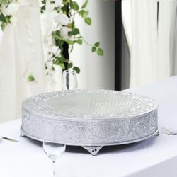 Metal Round Cake Pedestal Stand 22" Silver