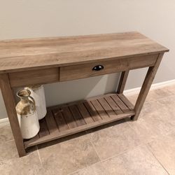 Walker Edison Rustic Wood Farmhouse Entryway Accent Table with Storage Drawer Entry Table Living Room End Table, 48 Inch, 32" H x 48" L x 16" W, Grey 