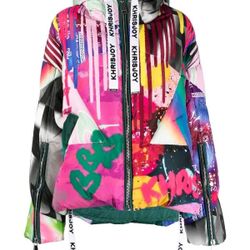 Khrisjoy graffiti-print hooded puff parka