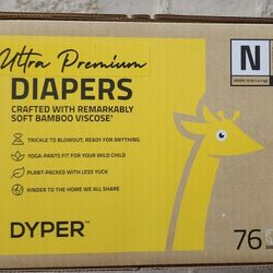 New Diapers - Dyper Brand, Newborn Size, 76 Count