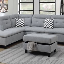 3 Pc Sectional Set With Ottoman