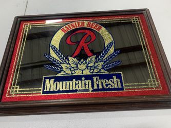 Vintage Rainier Mountain Fresh Beer Mirror Sign 