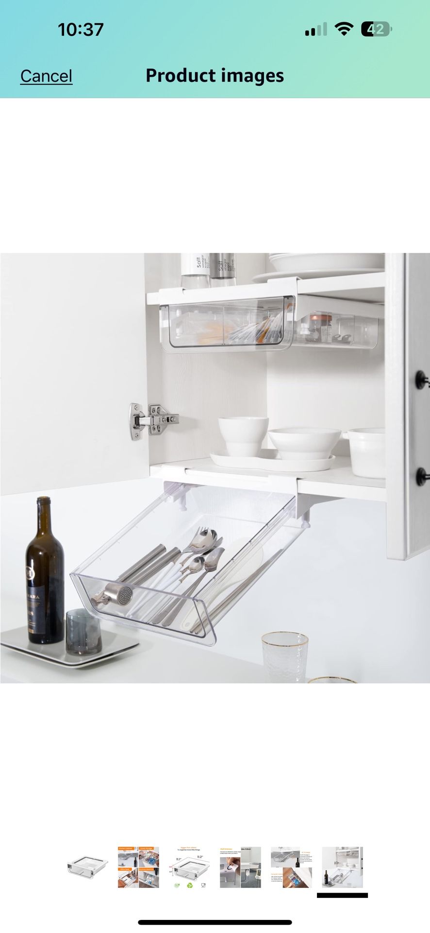 Under Shelf Drawer Pull Out Under Cabinet Spice Rack, Cupboard Storage Organizer Easy to Install, Durable Plastic Storage Organizer for Kitchen Pantry
