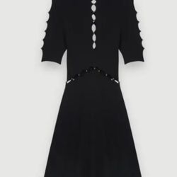 Maje Black Dress Openwork knit dress  Small size 34